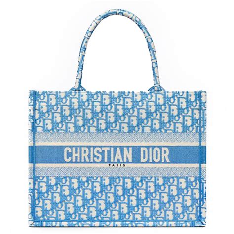 Medium Dior Book Tote Cornflower Blue Dior Oblique Embroidery 